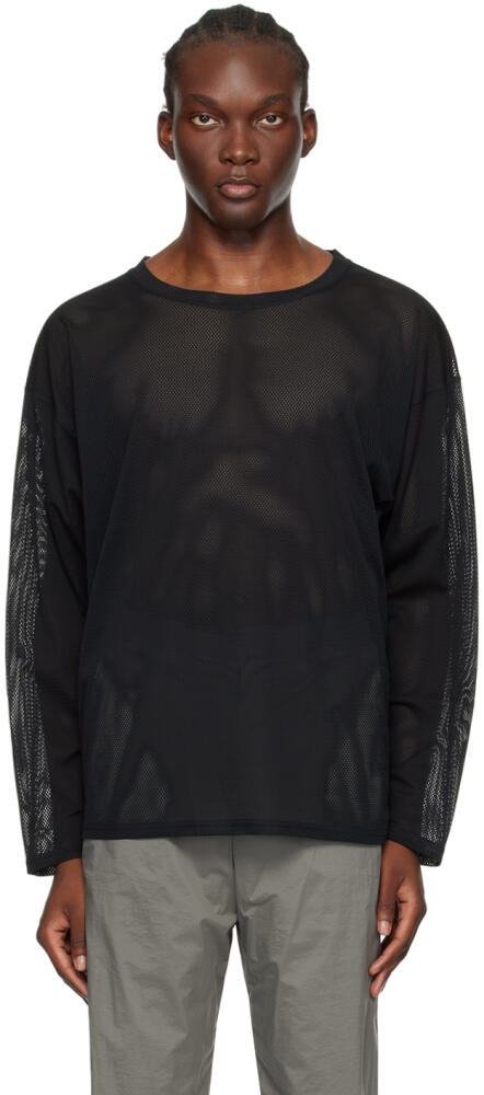 South2 West8 Black Semi-Sheer Long Sleeve T-Shirt Cover