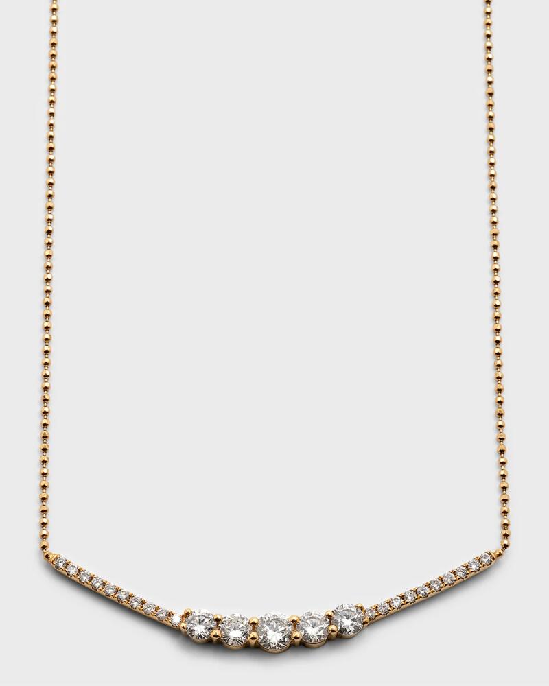 Graziela Gems 18K Yellow Gold 5-Diamond Curved Bar Necklace Cover