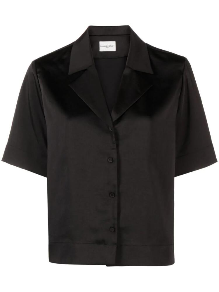 Claudie Pierlot Cuban-collar satin shirt - Black Cover