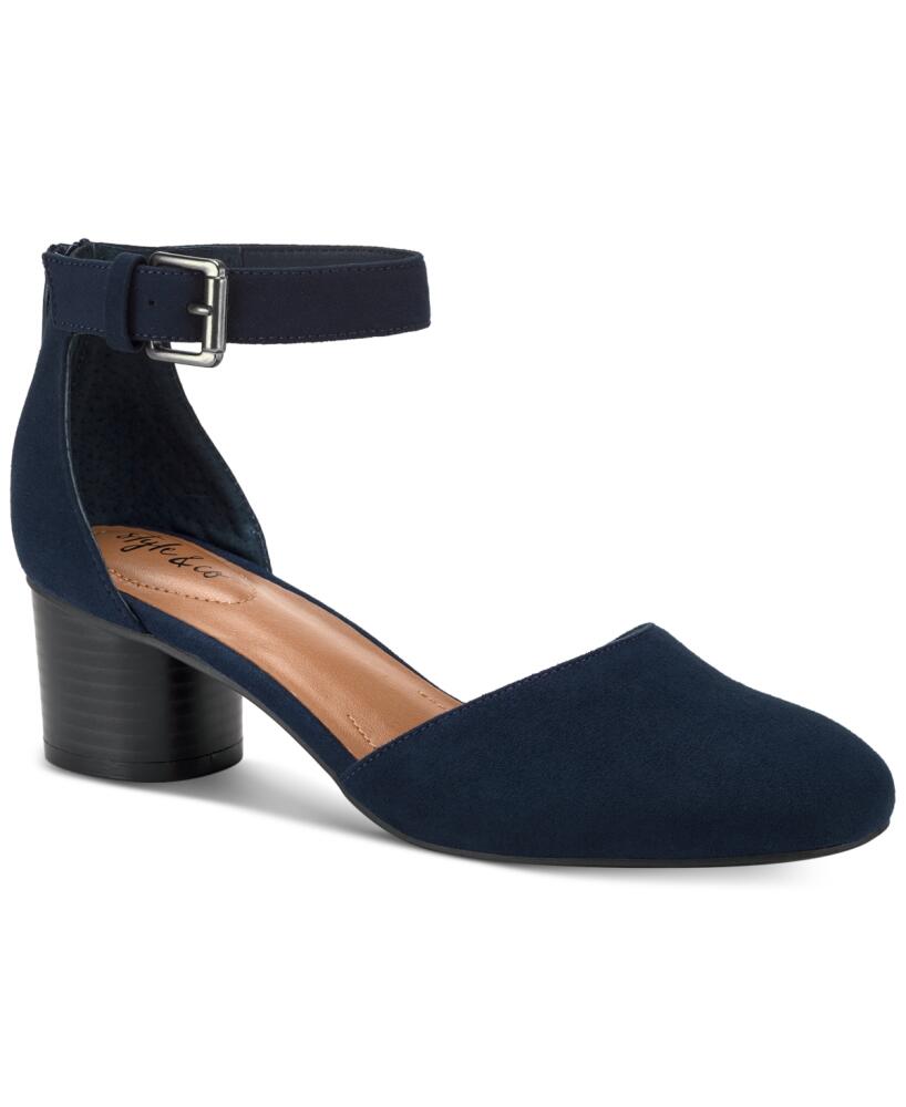 Style & Co Women's Alinaa Two Piece Stacked Heel Dress Pumps, Created for Macy's - Navy Cover