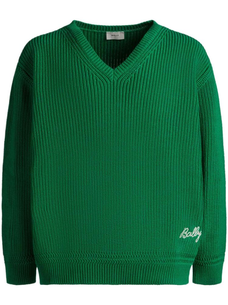 Bally logo-embroidered cotton jumper - Green Cover