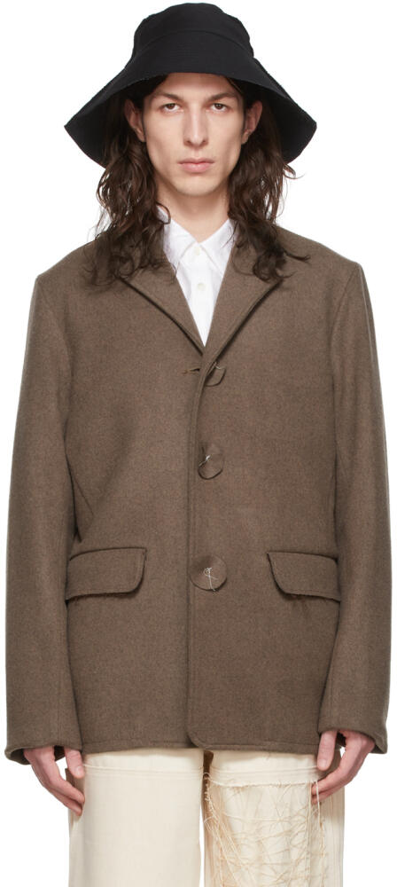 AIREI SSENSE Exclusive Brown Wool Blazer Cover