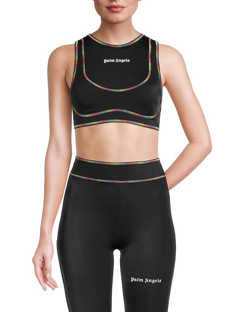 Palm Angels Women's Rainbow Miami Sports Bra - Black White Cover