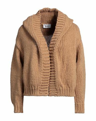 Niū Woman Cardigan Camel Acrylic, Virgin Wool Cover