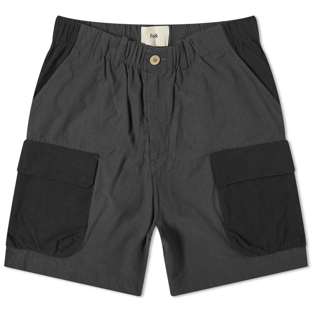 Folk Men's Prism Cargo Shorts in Black Washed Cover