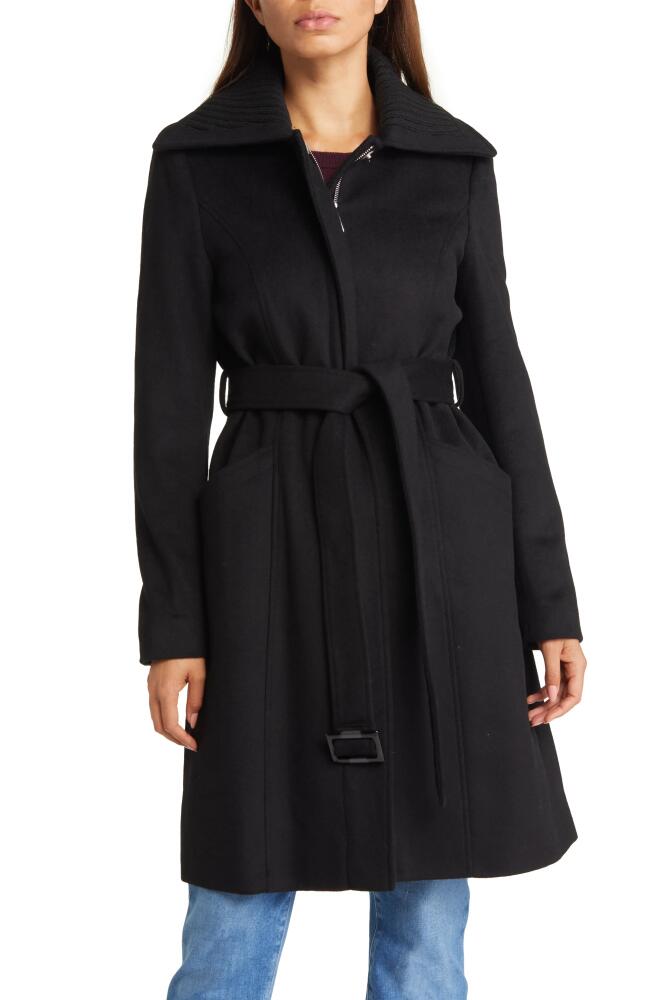 Sam Edelman Wool Blend Rib Collar Coat in Black Cover