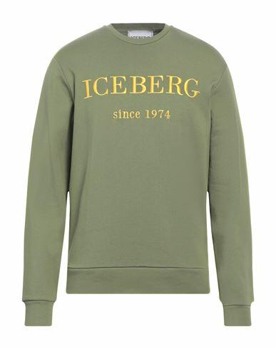 Iceberg Man Sweatshirt Military green Cotton, Polyester Cover