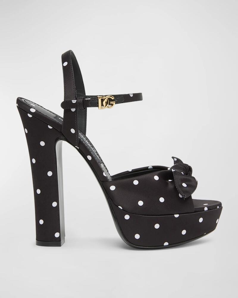 Dolce & Gabbana Keira Polka Dot Bow Platform Sandals Cover