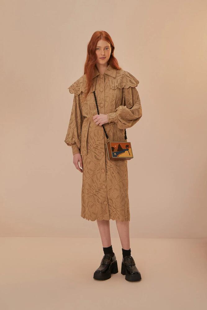 FARM Rio Brown Laise Trench Coat Cover