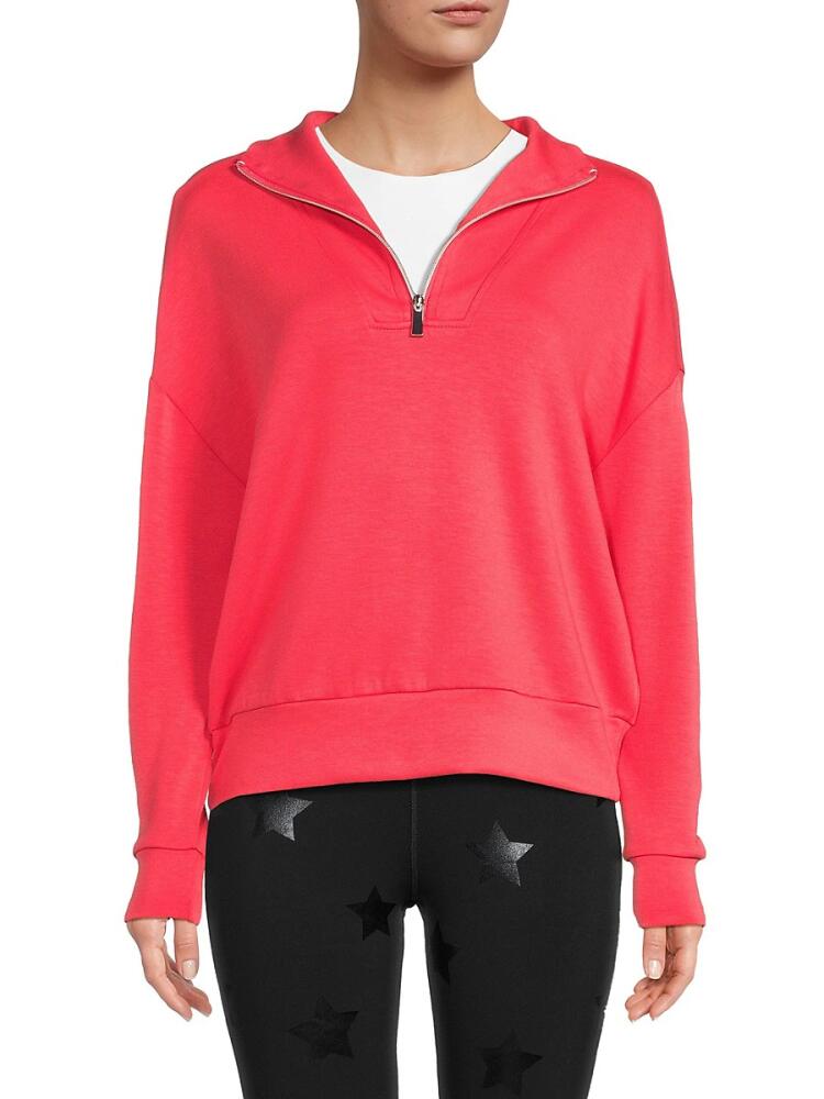 NANETTE nanette lepore Women's Inset Drop Shoulder Zip Up Pullover - Geranium Cover