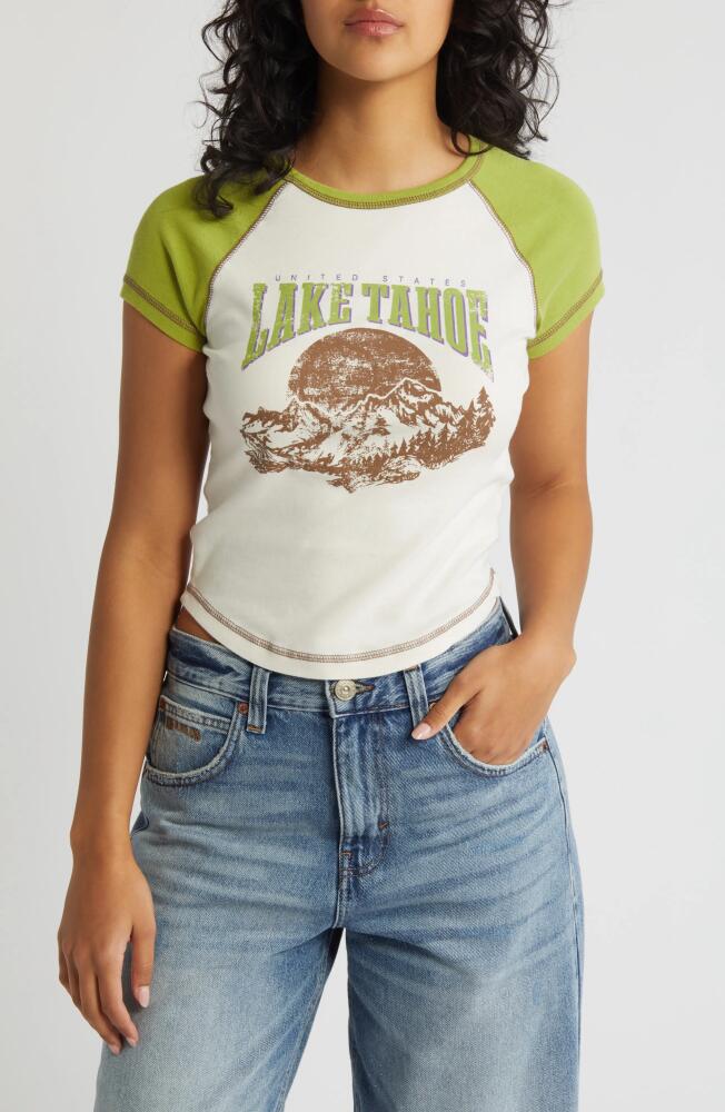 BDG Urban Outfitters Lake Tahoe Raglan Graphic T-Shirt in Green Cover