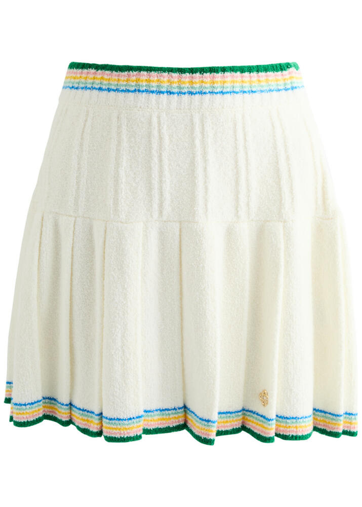 Casablanca Striped Bouclé Cotton-blend Mini Skirt - White Cover