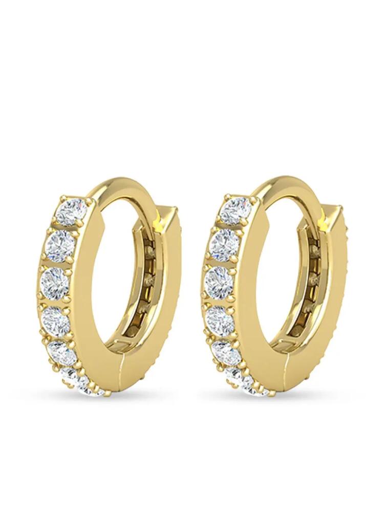 VEYNOU 14kt yellow gold Mini Huggies diamond hoop earrings Cover