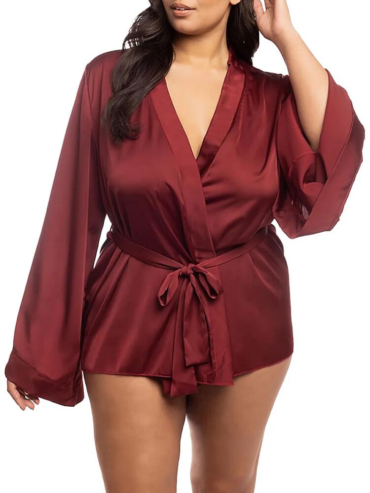 OH LA LA CHERI Women's Plus Satin Robe - Rhubarb Cover