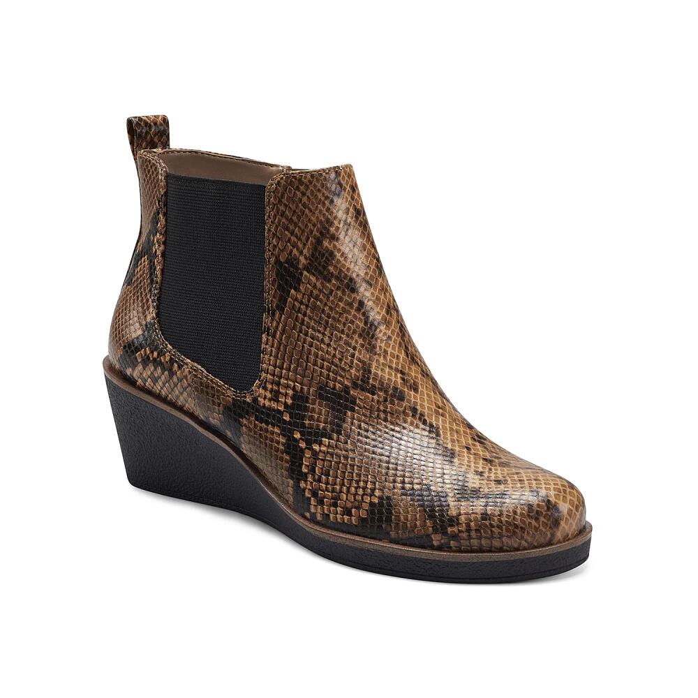 Aerosoles Brandi Wedge Bootie | Women's | Cognac/Black Snake Print Cover