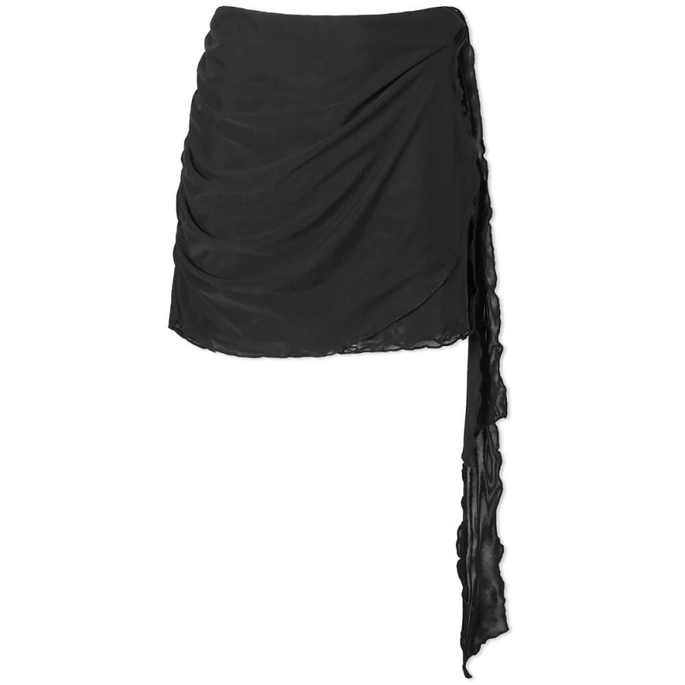 Good American Women's Mesh Side Tie Mini Skirt in Black Cover