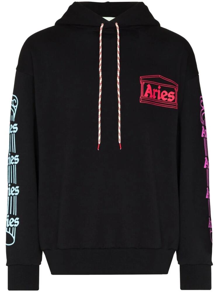 Aries logo-print drawstring hoodie - Black Cover