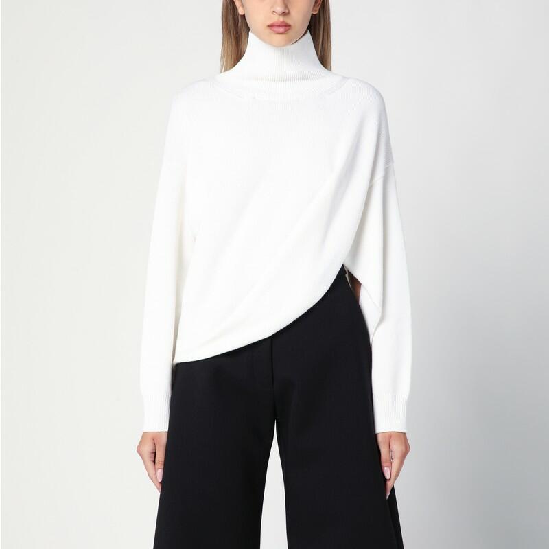 Alaïa White wool asymmetrical turtleneck sweater Cover