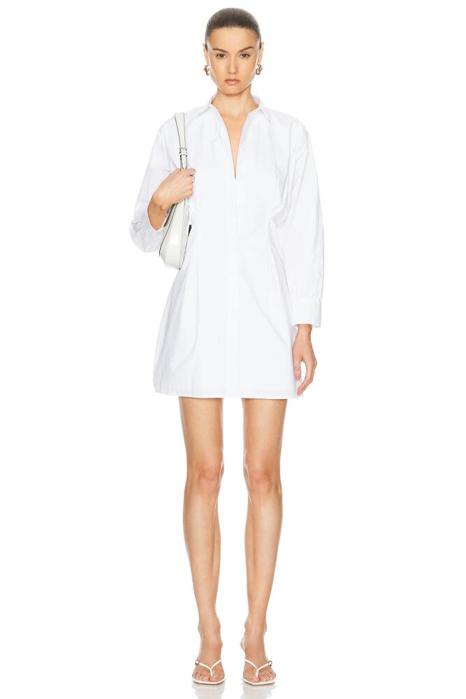 FRAME Pleated Shirt Dress in White Cover