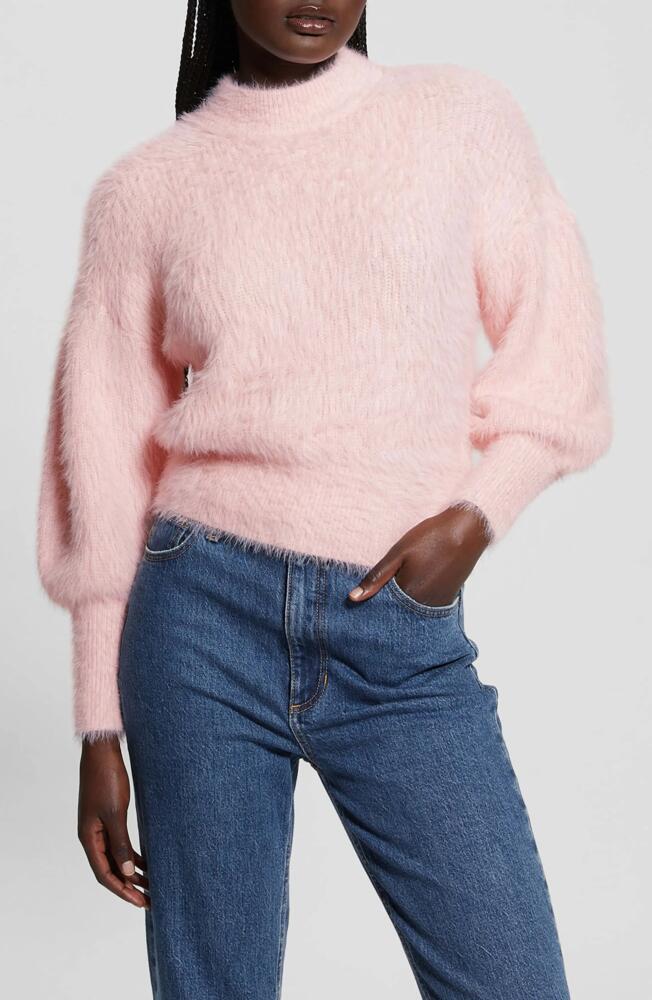 GUESS Keyla Fuzzy Bishop Sleeve Sweater in Pretty Pink Cover