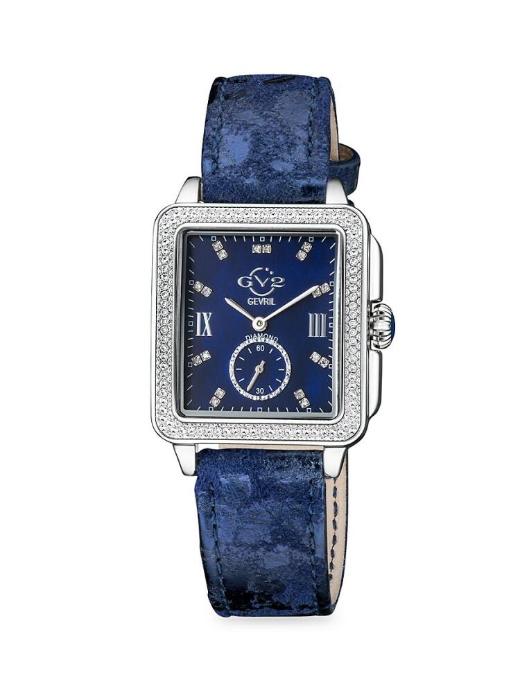 GV2 Women's Bari Tortoise 30MM Stainless Steel, Mother Of Pearl, Diamond & Leather Strap Watch Cover