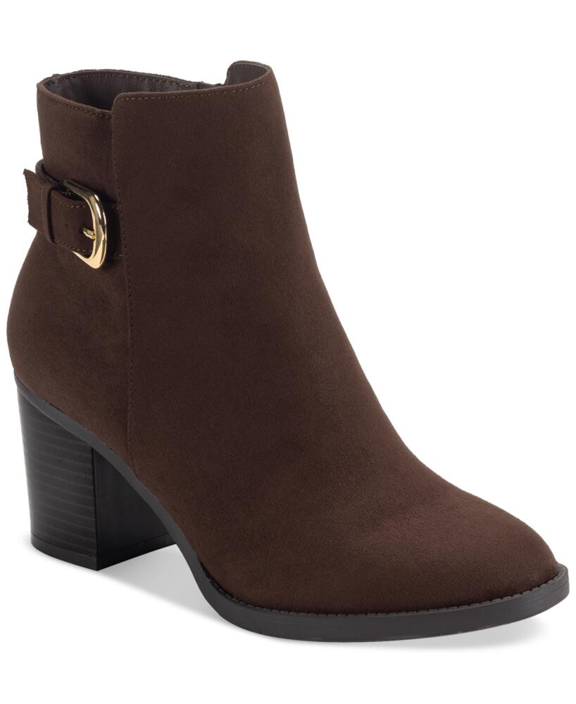 Style & Co Women's Harlemm Buckle Booties, Created for Macy's - Dk Brwn Mc Cover