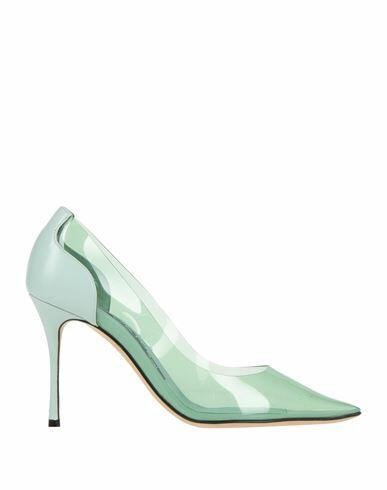 Sergio Rossi Woman Pumps Light green Leather, Plastic Cover