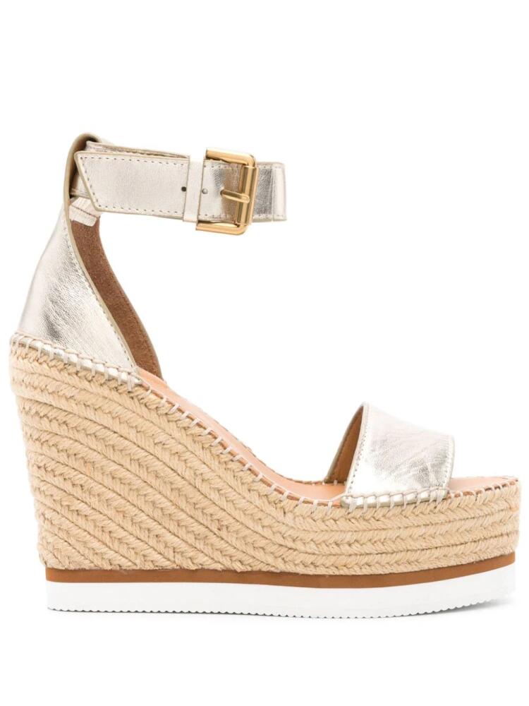 See by Chloé metallic leather wedge espadrilles - Gold Cover