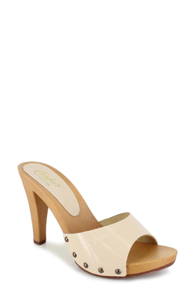 Candie's Antonella Slide Sandal in Natural Patent Cover