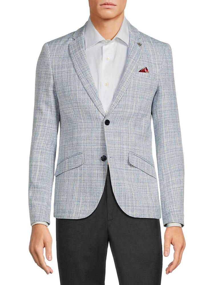 Elie Balleh Men's Textured Single Breasted Blazer - Blue Cover