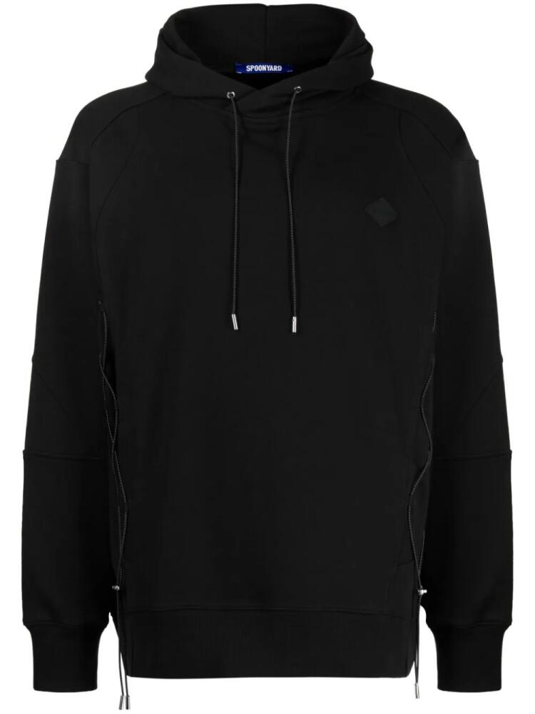 Spoonyard logo-appliqué panelled hoodie - Black Cover