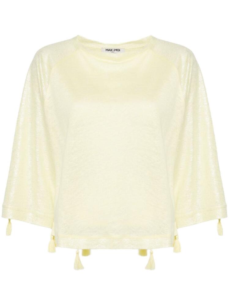 Max & Moi tassel-detail linen jersey top - Yellow Cover