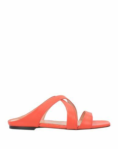 Pollini Woman Sandals Tomato red Leather Cover