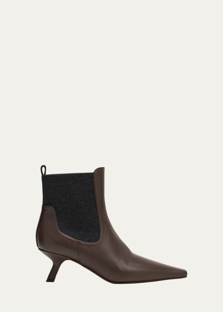 Brunello Cucinelli Leather Monili Comma-Heel Ankle Boots Cover