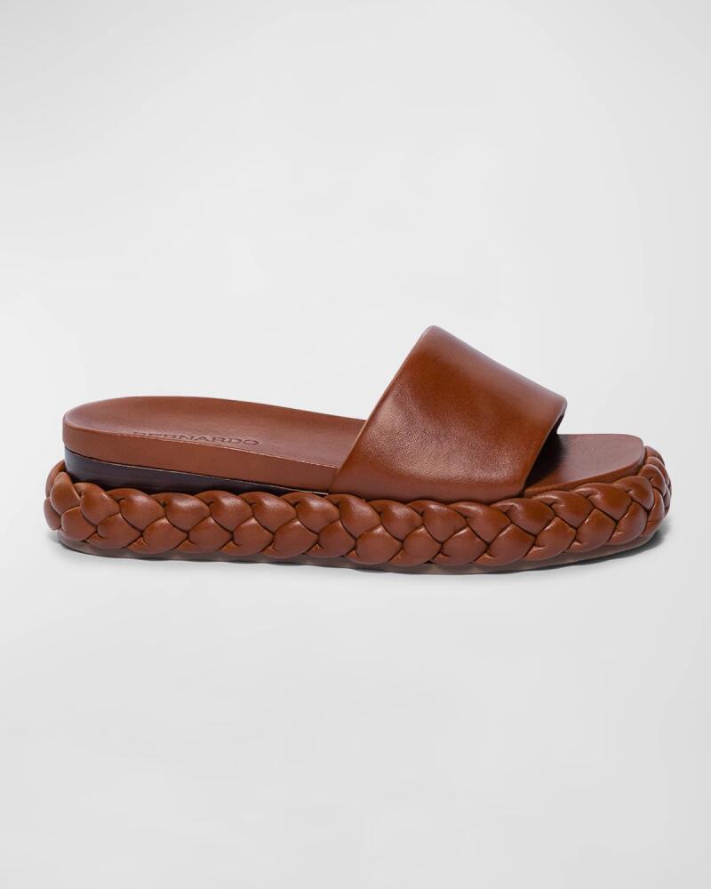 Bernardo Leather Low-Wedge Slide Sandals Cover