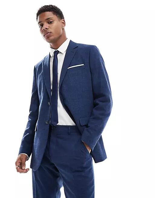 Selected Homme linen mix slim fit suit jacket in dark navy Cover