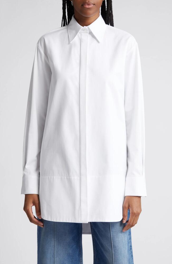 Brandon Maxwell The Jade Long Sleeve Cotton Button-Up Shirt in White Cover