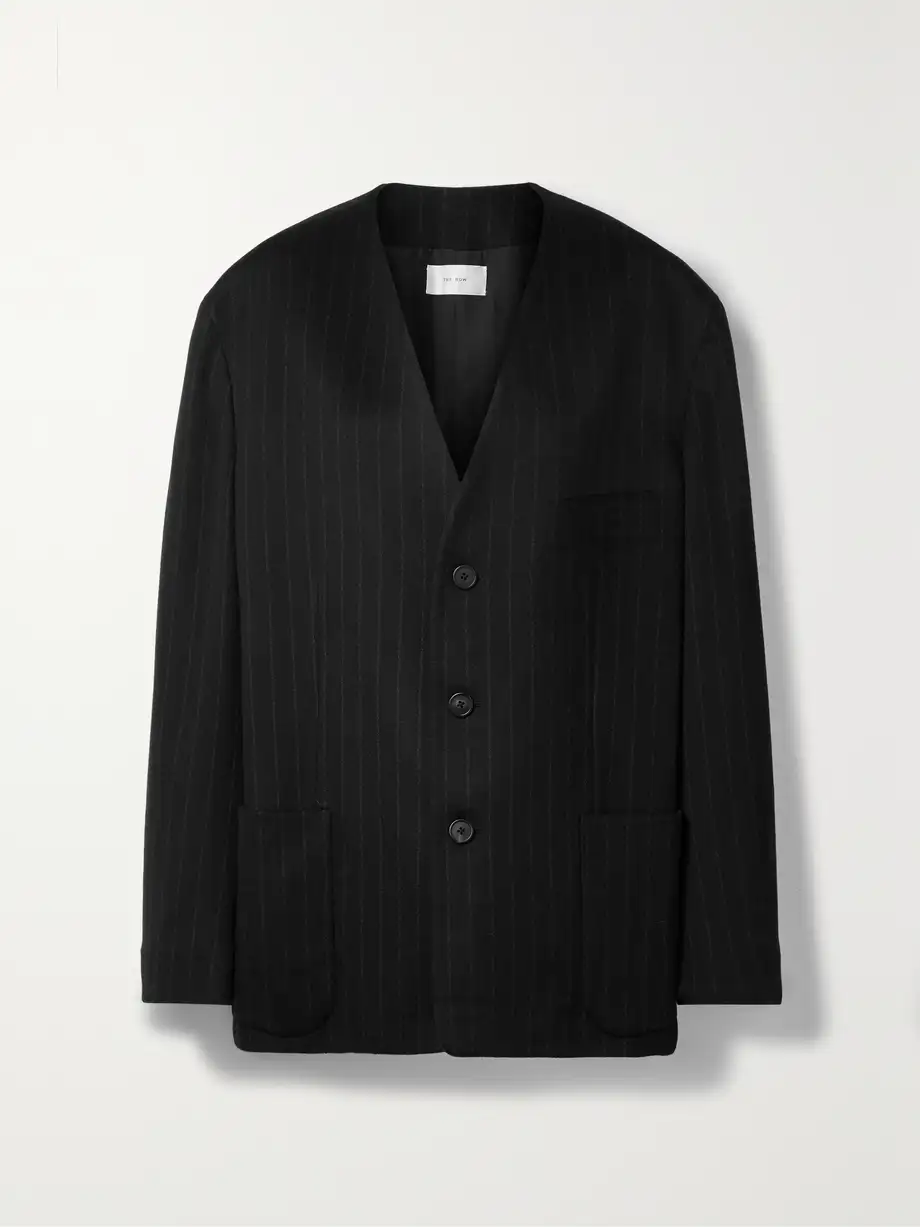 The Row - Torania Oversized Pinstriped Cashmere Blazer - Black Cover