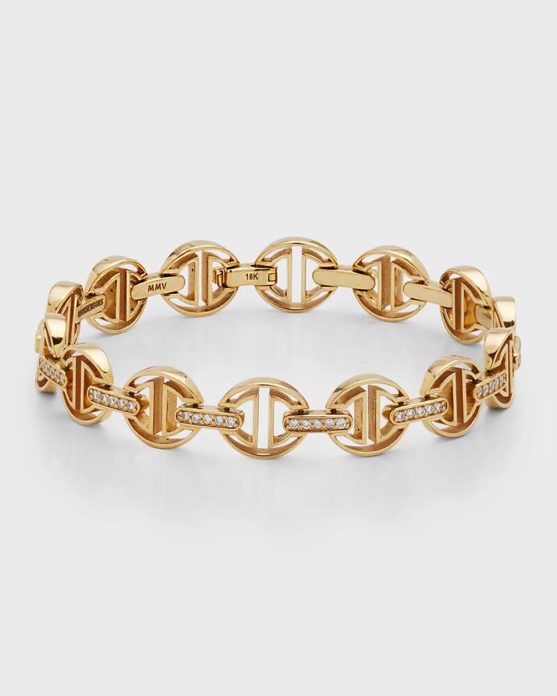 Hoorsenbuhs 18K Gold Small Link Bracelet with Diamond Bridges Cover