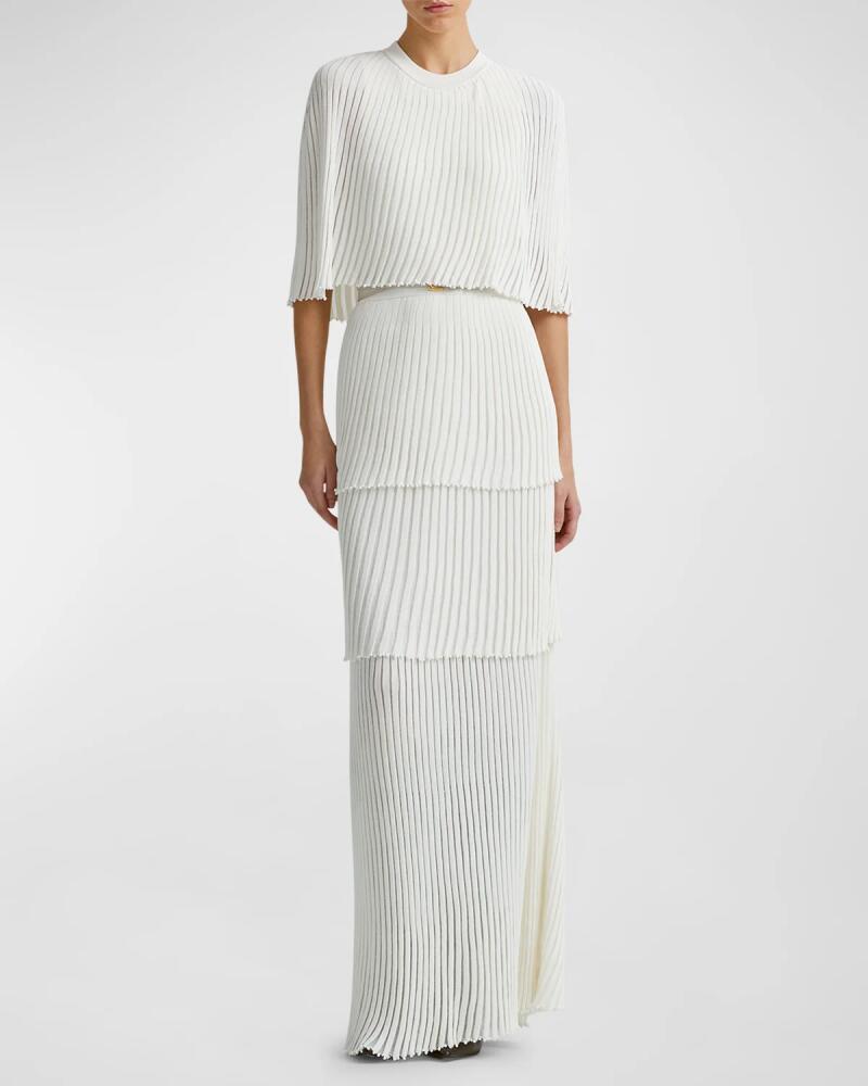 Altuzarra Aerial Tiered Rib Cape Maxi Dress Cover