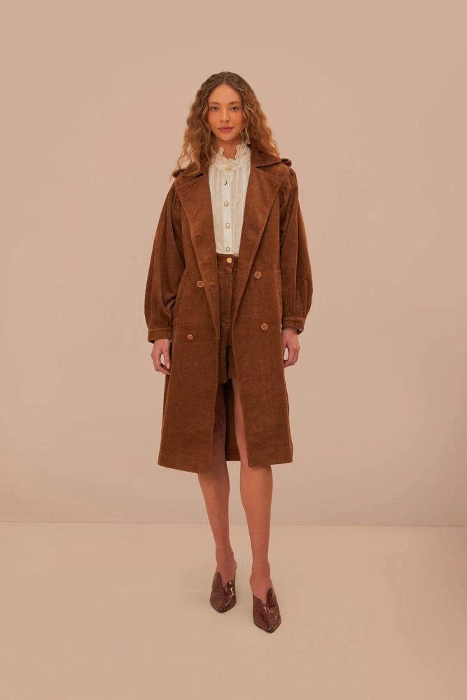 FARM Rio Caramel Corduroy Trench Coat Cover