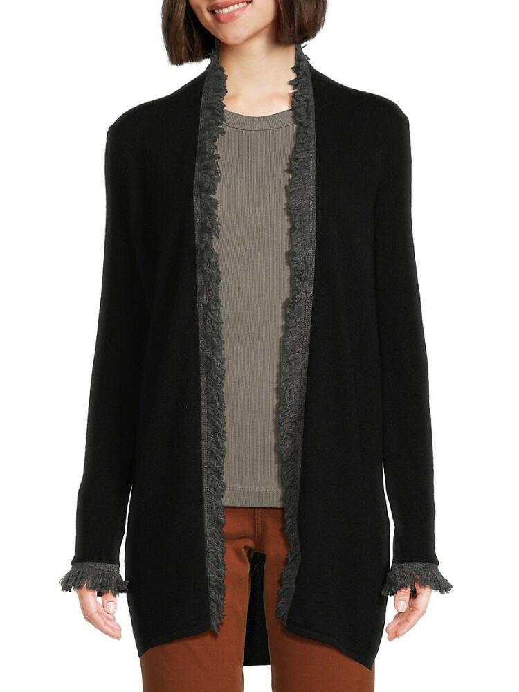 Sofia Cashmere Women's Cashmere Mid Open Front Cardigan - Black Cover