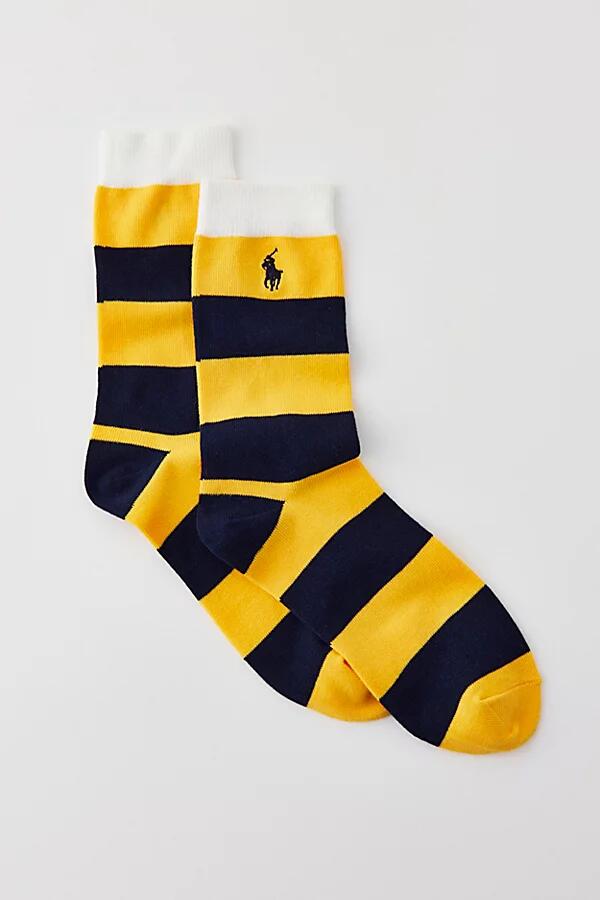 Polo Ralph Lauren Large Rugby Stripes Crew Sock in Yellow/Navy Cover