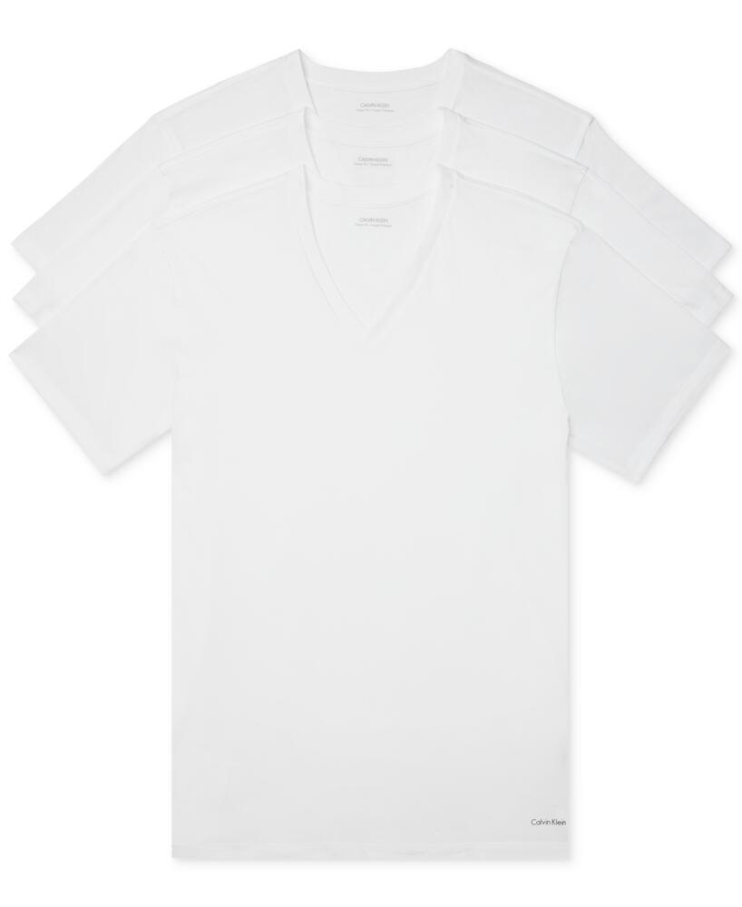 Calvin Klein Men's 3-Pack Cotton Classics Short-Sleeve V-Neck Undershirts - White Cover