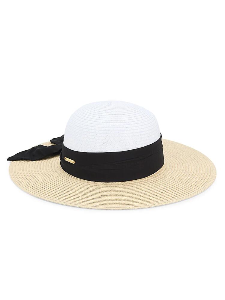 Vince Camuto Women's Tie Colorblock Paper Sun Hat - Natural Cover