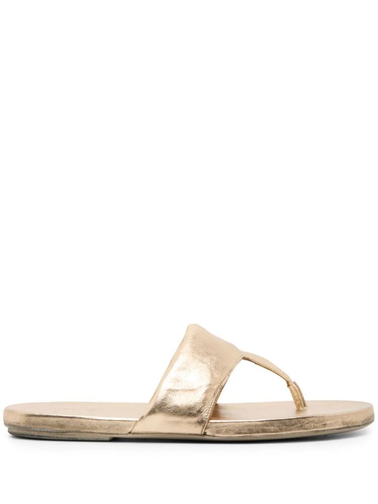 Marsèll Spanciata metallic-leather flip flops - Gold Cover