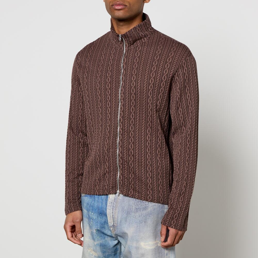 Our Legacy Shrunken Jacquard-Knit Zipped Polo Cardigan Cover