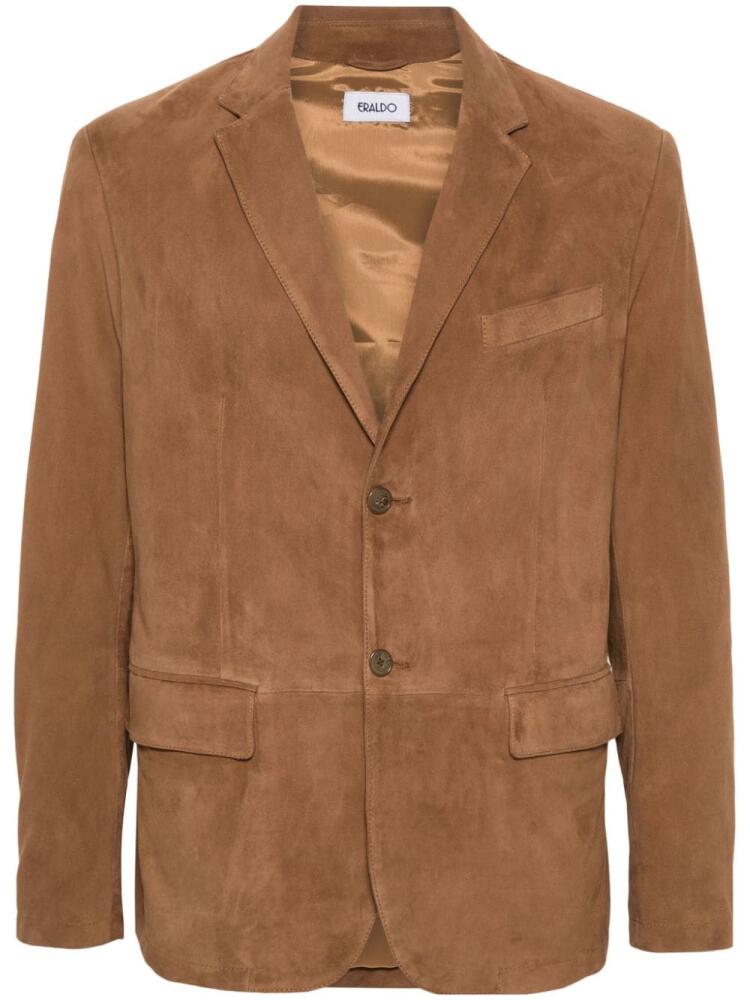 ERALDO suede single-breasted blazer - Brown Cover