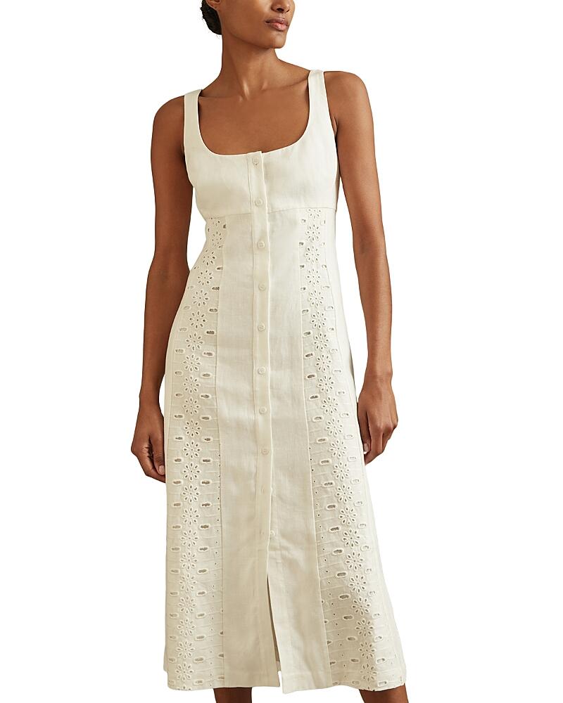 Reiss Clarice Eyelet Midi Dress Cover