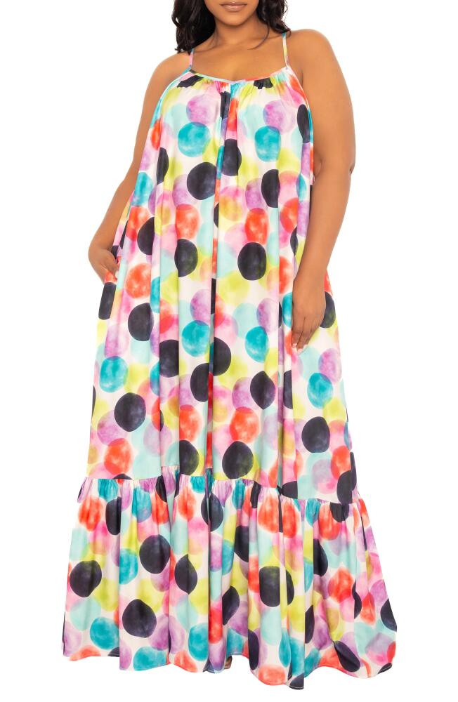 BUXOM COUTURE Polka Dot Maxi Dress in Violet Multi Cover